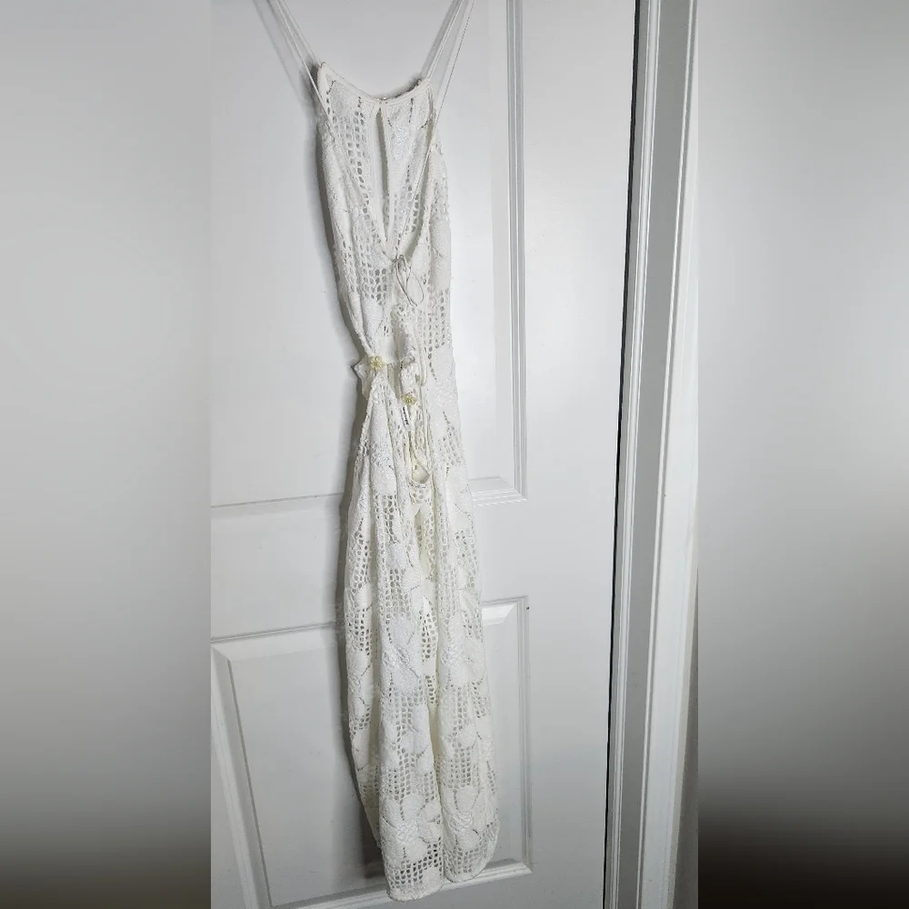 For Love And Lemons White Mitra Crochet‎ Beach Cover-Up Dress